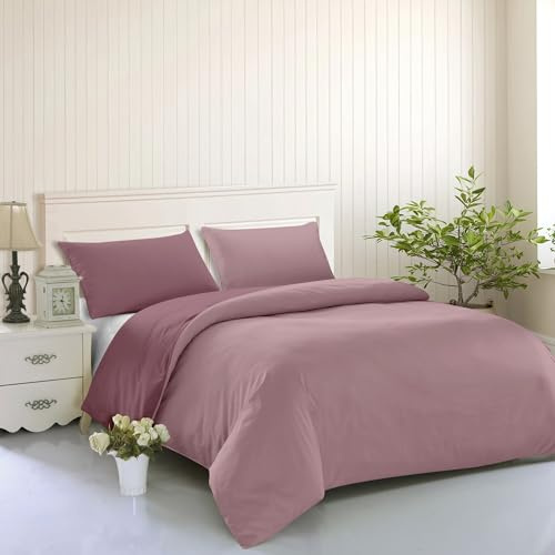 IlGruppone Set Copripiumino No Stiro Sacco e Federe Bicolore Effetto Raso Parure Microfibra Morbida Anallergica Mano Pesca - Zephir/Orchidea - Matrimoniale