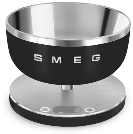 SMEG Contemporary Digital Kitchen Scale with Removable Bowl (Black)