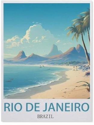 Puzzle 1000 Stück,Rio De Janeiro Brasilien Vintage-Reiseposter,Papier Adult Toys Dekompression Spiel(38x26cm)-BH65