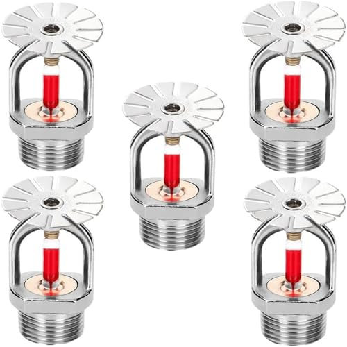 Wuyangcun Brandsprinklerkopf, Messing, verchromt, 68 ℃, schnelle Reaktion, automatischer Sprinkler, 3/4 Zoll DN20 für Wohnfabrik (Pendentyp), 5 Stück