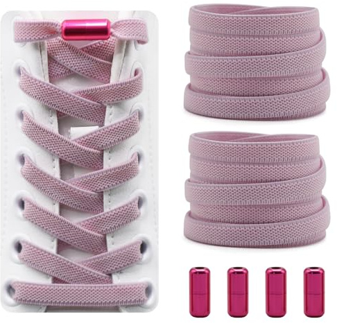Dafannis Lacets Élastiques - Lacets Chaussures pour Enfants, Adultes, Baskets - 2 Paires Lacet Universels, 8 mm de Largeur, Plats, Lacet Chaussures Sans Noeuds, avec Fermeture en Métal