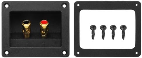 sourcing map 3 Inch Square Speaker Box Terminal Cups, 2-Way Subwoofer Plug Connector Double Binding Posts Spring Loaded Jack for Car Stereo Speaker Wire Sub Box