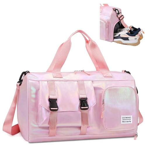 Tokeya Sac de Sport Femme avec Compartiment Chaussure et Poche Humide, Rose | Sac Voyage Grande Capacité, Imperméable Léger Sacs Piscine, Résistant Gym Travel Bag, Voyage Fitness Natation Weekend