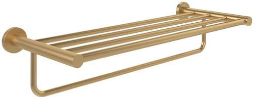 Porte-serviettes Villeroy & Boch Elements - Tender, porte-serviettes avec tablette pour montage mural, porte-serviettes avec barre porte-serviettes, longueur 595 mm, rond, doré brossé