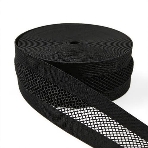 YJFY Gummiband Nähen Elastische Bänder zum Nähen Flache elastische Bänder Atmungsaktives Netz Verwendet für Gürtel, Röcke, Hosen, Hüftgürtel, etc. (Schwarz, 10 m Gummiband 2 cm Breit)
