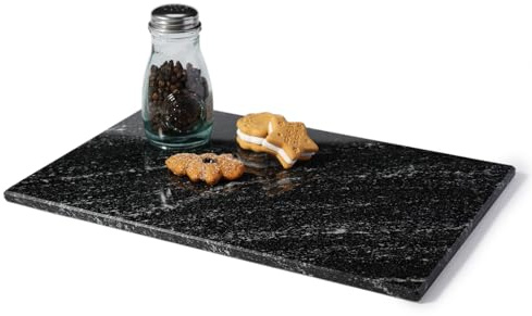 Koville Planche à découper en marbre noir naturel pour comptoir de cuisine, 30,5 x 20,3 cm, planche à fromage en marbre pour décoration d'intérieur, planches à pâtisserie en granit, planches à