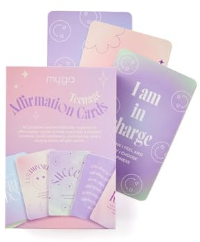 Myga Positive Affirmation Cards for Teens - 60 Daily Motivational Quotes for Teen Girls, Boys & Young Adults - Inspirational Card Deck to Boost Confidence, Mindfulness & Self-Esteem