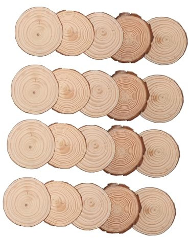 Uonlytech 20 pièces Rondelles Naturel Non pour Décoration de Mariage et Artisanat Disques Ronds pour Centres de Table Rustiques et Projets DIY