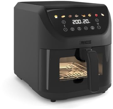 Princess 01.182476.01.001 Hei?lufT-Fritteuse 8 L 2000 W BpA-Frei, Antihaftbeschichtung, Digitaler Timer Schwarz (01.182476.01.001)