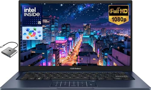 ASUS Vivobook Ordinateur portable FHD 14 pour étudiant, affaires, école à domicile, Intel 10-Core i5-1334U, 16 Go de RAM 512 Go SSD, pavé numérique, webcam privée, Windows 11