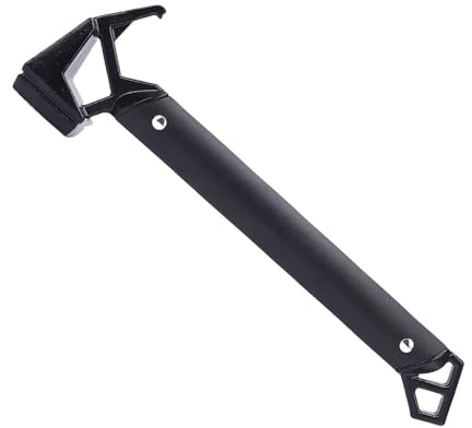 AMONIDA Camping Hammer, High Strength Aluminum Alloy Handle Mallet, Multifunctional Camp Stake Mallet with Bent Hook & Hollow Design, Ideal for Tent Pegs, Outdoor Activities