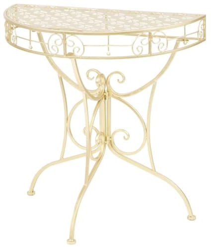 Tmriohed Beistelltisch Halbrund Metall Gold 72 x 36 x 74 cm Vintage Konsolentisch Antik-Stil Wandtisch für Wohnzimmer Flur Schlafzimmer Dekotisch für Pflanzen und Vasen