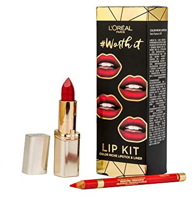 L'Oreal Paris Midnight In Paris Lipstick & Lip liner (Red) Gift Set for Her