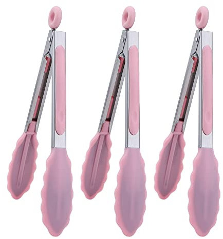 MSY BIGSUNNY Mini pince de service en silicone 17,8 cm Lot de 3 - Rose