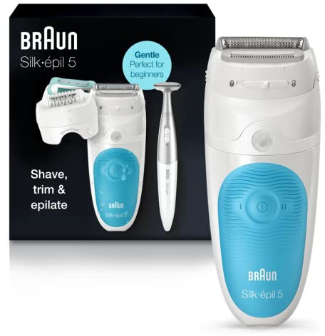 Braun Epilator Silk-épil 5 5-810, Hair Removal Device, Epilator for Women, Shaver & Bikini Trimmer, Cordless, Rechargeable, Wet & Dry