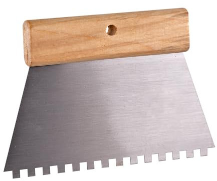 Zahnspachtel Kleberspachtel Spachtel Kelle 18 x 13 cm Zahnung C2 / 6mm mit Holzgriff für Fliesenkleber/Kleber/Mörtel/Putz etc.
