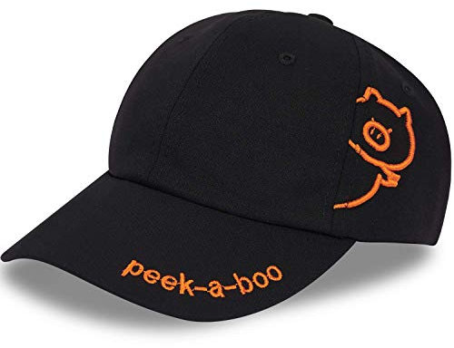 LIVACASA Cap Jungen Sonnenschtz Basecap Mädchen Verstellbar Kappe Kinder Gestickt Muster Kindercap Snapback Schildkappe Sommer 49-57CM Schwarz