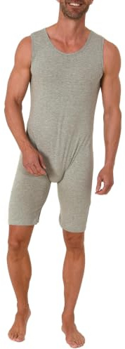 Normann Care Pflegebody Ärmellos Unisex, kurzer Pflegeoverall ohne Ärmel - mit Beinreißverschluss, Grösse:XL, Farbe:grau