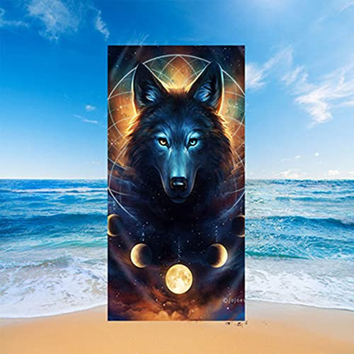 Stillshine. Große Strandtücher Badetuch Schnelltrocknende Wasseraufnahme Extra Mikrofaser XL XXL, 3D Tier Wolf Löwe Motiv Handtuch Kinder Junge Erwachsene Männer Decke (Farbe3,100x180cm)