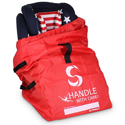 SLYNNAR Autositz Reisetasche für Flugzeug – passend für Cabrio-Autositze, Babyschalen & Sitzerhöhungen, Rot Upgrade (Red Upgrade)