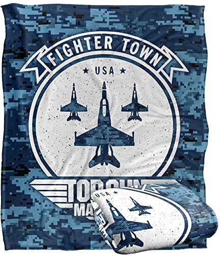 LOGOVISION Top Gun: Decke, Motiv Maverick Fighter Town USA, 152 x 127 cm, seidig, superweiche Tagesdecke