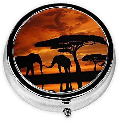 Elefant Runde Pillendose Dekobox Pillendose Zwei Fächer Pillendose