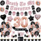 Cheereveal 30. Geburtstag Dekorationen Schwarz und Roségold, Death To My 20s Party Supplies with Banner Cake Topper Rip to My 20s Sash Number 30 Folienballon for My Youth Funny Thirty Birthday Party