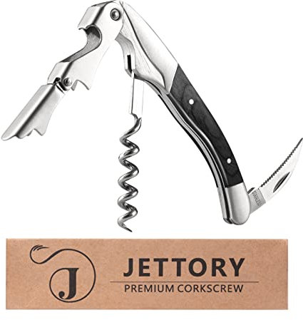 Jettory Kellnermesser | 3-in-1 Weinöffner | Flaschenöffner Korkenzieher und Bierflaschenöffner mit integriertem Folienmesser | der ideale Weinöffner für jeden Anlass.
