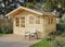 Gartenhaus Gabriel-34 mit Fußboden aus Holz, Gerätehaus 400x300, 10,07 m², 34 mm Wandstärke, Holzhaus in Blockbohlen-Bauweise inkl. Fenster, Doppelfenster und Leimholztür Naturbelassen