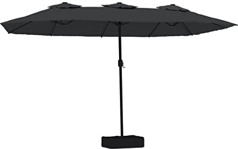 vidaXL Parasol de Jardin à Double Tête, Pare-soleil de Patio, Abri de Soleil, Parasol de Plage Terrasse Extérieur, Noir 449x265 cm