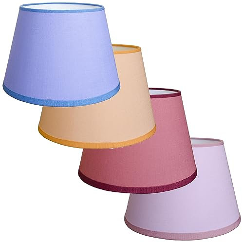 Paralume paraluce coprilampada di ricambio per lampada liscio in tessuto cotone 4 colori a scelta rosso mattone, avion, lilla e albicocca (DIAMETRO 30 CM ATTACCO E27, LILLA)
