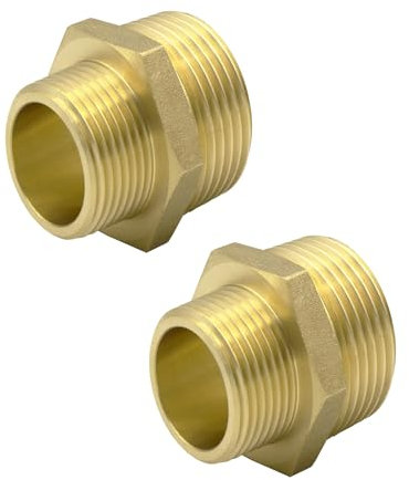 2 Pièces Réduisant Connecteurs 1 Mâle - 3/4Mâle, Laiton Double Manchon Raccord Fileté Mâle, Raccord Pneumatique 1, pour les Réducteurs de Conduite d'Eau (32 x 25 mm)…