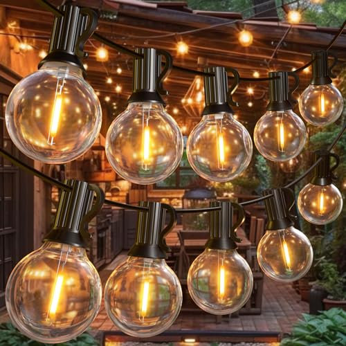 LaPitio Catena Luminosa Esterno G40, 30M/100FT Catena Lampadine Esterno 50+2 LED Lampadina Decorazione per Giardino, Terrazza, Matrimonio, Gazebo