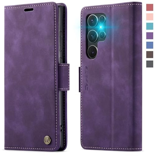 XYGLOW Handyhülle für Samsung Galaxy S24 Ultra 5G Hülle Klappbar Premium PU Lederhülle Klapphülle【RFID Schutz】 Kartenfach Standfunktion Schutzhülle für Samsung S24 Ultra Flip Case Tasche Cover,Lila