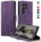 XYGLOW Handyhülle für Samsung Galaxy S24 Ultra 5G Hülle Klappbar Premium PU Lederhülle Klapphülle【RFID Schutz】 Kartenfach Standfunktion Schutzhülle für Samsung S24 Ultra Flip Case Tasche Cover,Lila