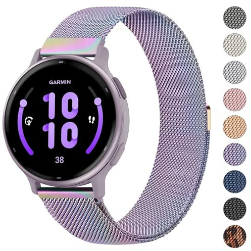 Oumida Armband für Garmin Vivoactive 3/ Vivoactive 5, 20mm Quick Ersatz Armbänder, Metall Magnet Uhrenarmband für Garmin Vivomove 3/ HR/Style/Luxe, Forerunner 55/245/ 645, Approach S40/ S42/ S12