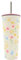 Hox 600ml Double Wall Stainless Steel Travel Soda Cup with Straw - Mixed Florals Pink