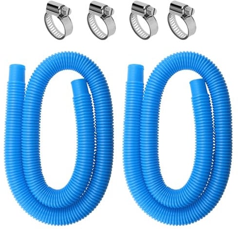 2 Piezas Manguera 32mm Piscina,Manguera Depuradora 150cm,Manguera de Recambio para Piscinas con 4 Clips Metálicos,Manguera de Recambio para Piscinas Elevadas,Manguera de Filtro para Piscinas (Azul)
