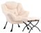 HollyHOME Sessel mit Hocker Sessel Wohnzimmer Relax Sessel, Ohrensessel mit Hocker Lesesessel Sessel Schlafzimmer Loungesessel Armlehnensessel, Plüsch Beige