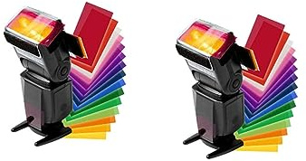 Farbfiltergel 12 Farben Kunststoff für Kamerablitzgeräte | 2 Stück, Erzeugt Verschiedene Lichteffekte und Spezialeffekte, Leichtes Zubehör für Fotografie