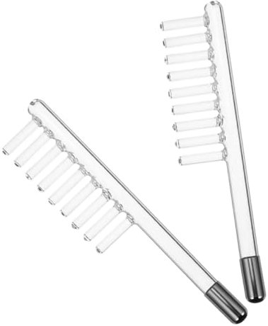 FRCOLOR 2 x Accessories for Electrotherapy Devices, High Frequency Comb, Electrode Rod, High Frequency Face Stick, Electric Comb, Hair, Magic Wand, Transparent