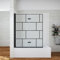 YAKE Badewannenaufsatz ohne bohren Schwarz matt Dekor Kariert 120 x 140 cm Black Style 2 Teilig Duschtrennwand für Badewanne Badewannenfaltwand Duschwand Glas Dusche faltbar 5 mm Echtglas