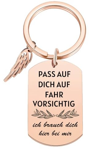 ENSTAB Geburtstagsgeschenk Mädchen Frauen Freundinnen Mama Erzieherin Geschenk Schlüsselanhänger Geschenkbox-Set (Roségold-FAHR VORSICHTIG)