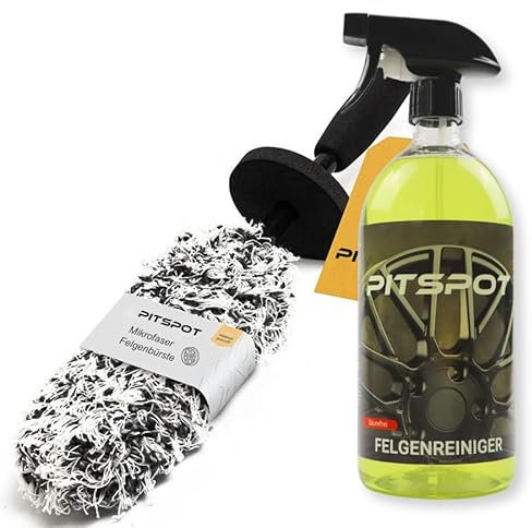 PITSPOT® - Felgenreiniger Set - Mikrofaser Felgenbürste - Premium Felgenreiniger 1.000ml -schonende Reinigung - Alufelgen & Lackierte Felgen