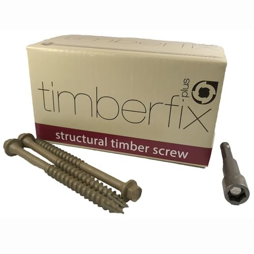 6.5mm x 90mm Timberfix HEX Wood Decking Patio Rail Sleeper Timber Lock Screws (Box of 50)