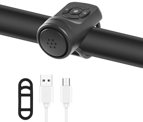 yotutun Fahrradklingel Elektrisch, USB Wiederaufladbar Fahrrad Ring klingel, 120 dB Fahrrad Alarmanlage, Elektrische Fahrradhupe IPX4 Wasserdicht Anti Diebstahl Alarm Fahrradlenkerklingel für MTB BMX,