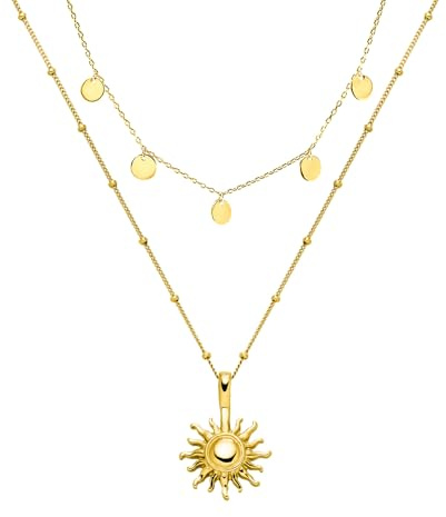 Purelei Kailua Ketten-Set – 2-teiliges Layering Schmuckset für Damen – Sun Kette & Kalea Kette – Edelstahl, wasserfest, verstellbar 40–55 cm – Gold/Silber/Roségold – Hawaii inspiriert