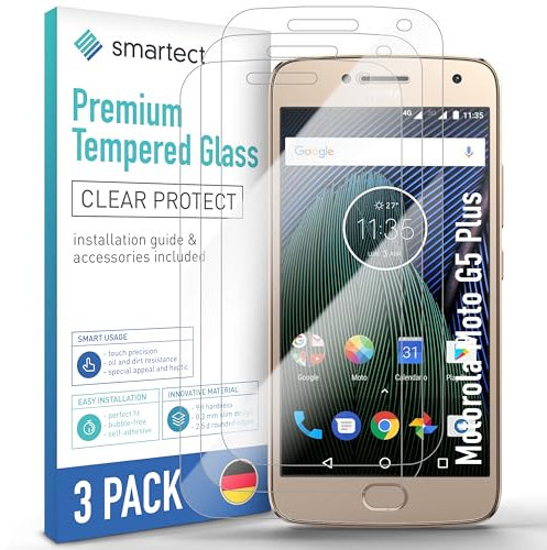 smartect Schutzglas [3 Stück, Klar] kompatibel mit Lenovo Moto G5 Plus, HD Schutzfolie Anti-Kratzer, Blasenfrei, 9H Härte, 0.3 mm Ultra-klar, Ultrabeständig