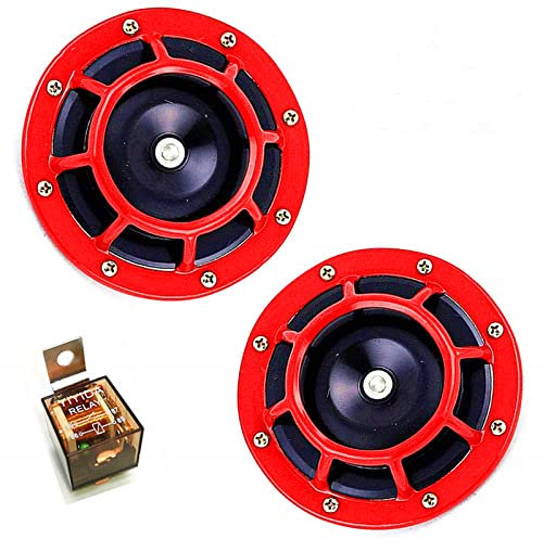 YIYIDA Car Horn Autohupe12V 135DB Disc Typ Auto Hupe Super laut High und Low Twin Horn Kit Metall lufthupe mit Halterung eletrisches Autohupe für Auto, Geländewagen LKW Vans Motorräde Boote SUV etc