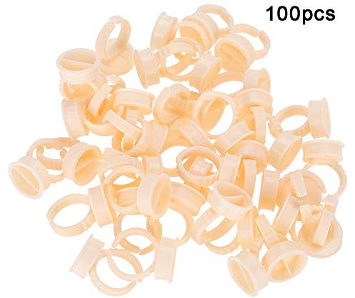 100 Stücke Tattoo Ink Ring, Einweg Pigment Ring, Semi permanent Make up Zubehör Tätowierpigment Halte für Microblading Tattoo und Wimpernverlängerung (M)